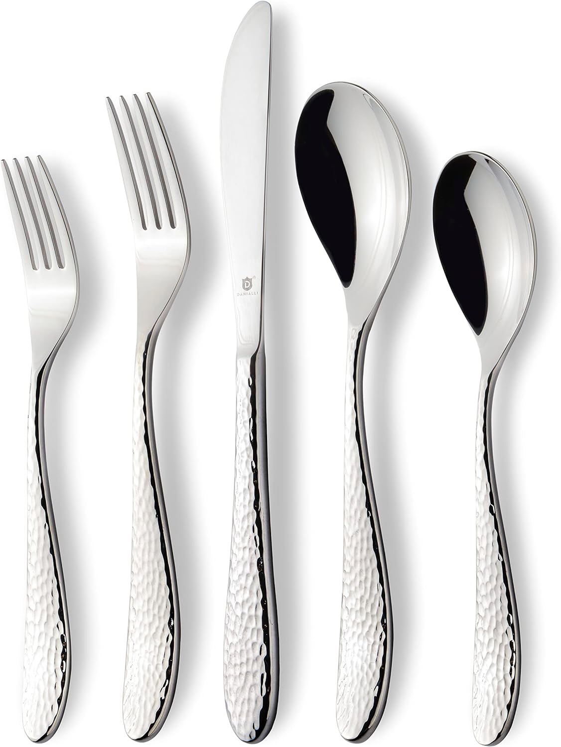 Hammered Silverware Set - Premium 18/10 Stainless Steel Flatware