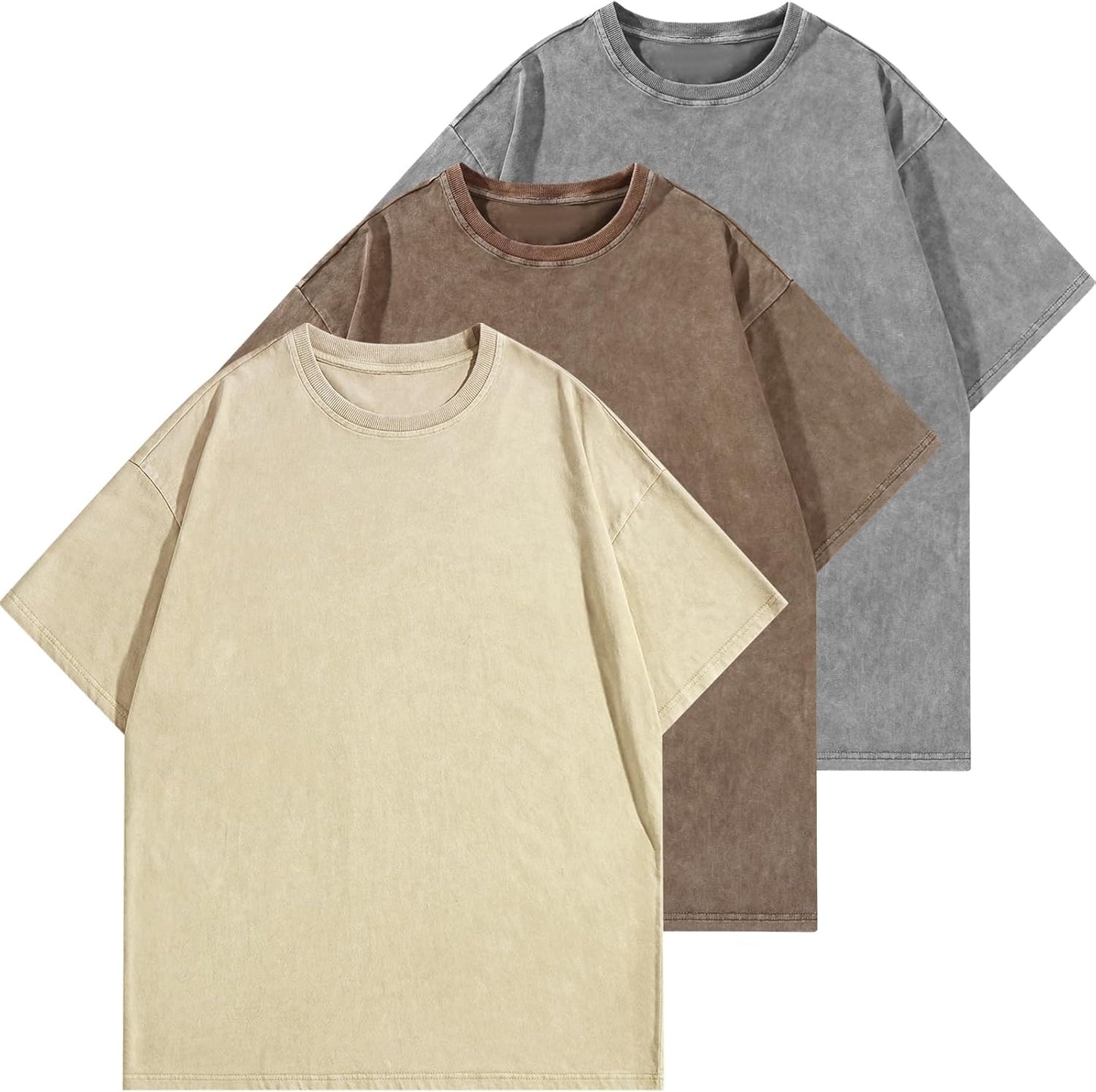 Mens Oversized T Shirts Vintage Cotton Acid Wash Heavyweight Tees