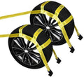 Tow Dolly Basket Straps with Flat Hooks 2 Pack - Strong Wheel Tie