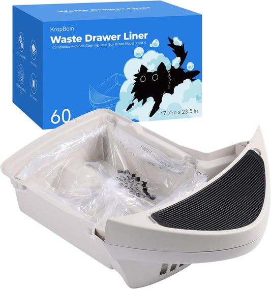 60 Pack KropBom Waste Liner Bags: Hassle-Free Cat Litter Disposal