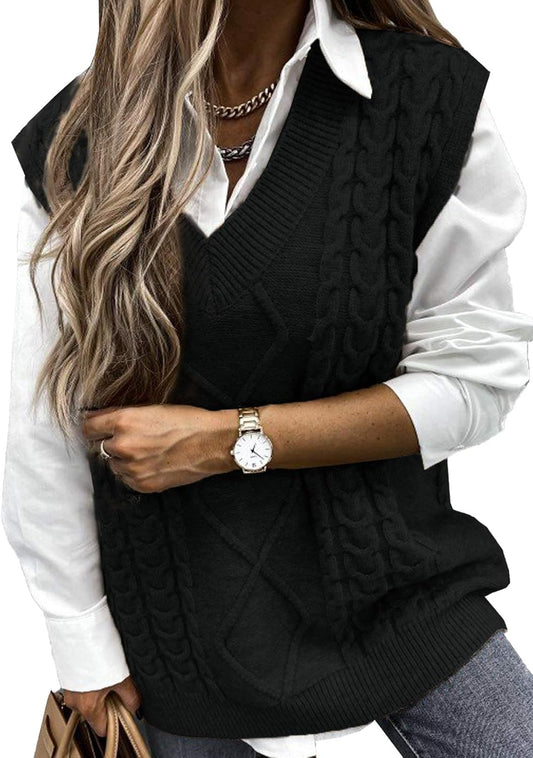 Oversized Sweater Vest for Women V Neck Sleeveless Pullover