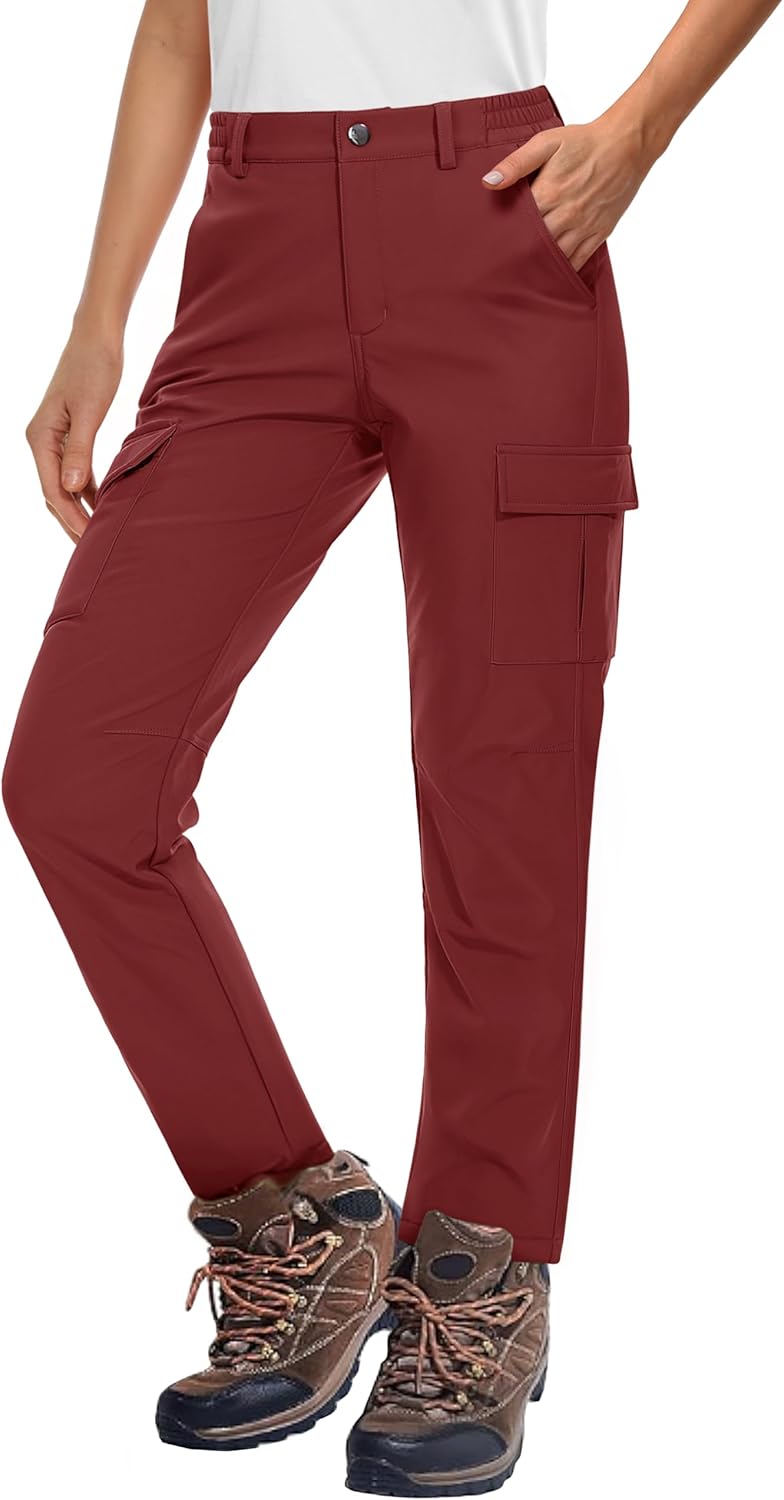 MAGCOMSEN Women's Fleece Lined Winter Hiking Pants for Cold Weather