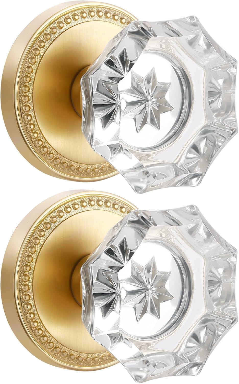 Gold Door Knobs with Crystal Design for Elegant Interiors