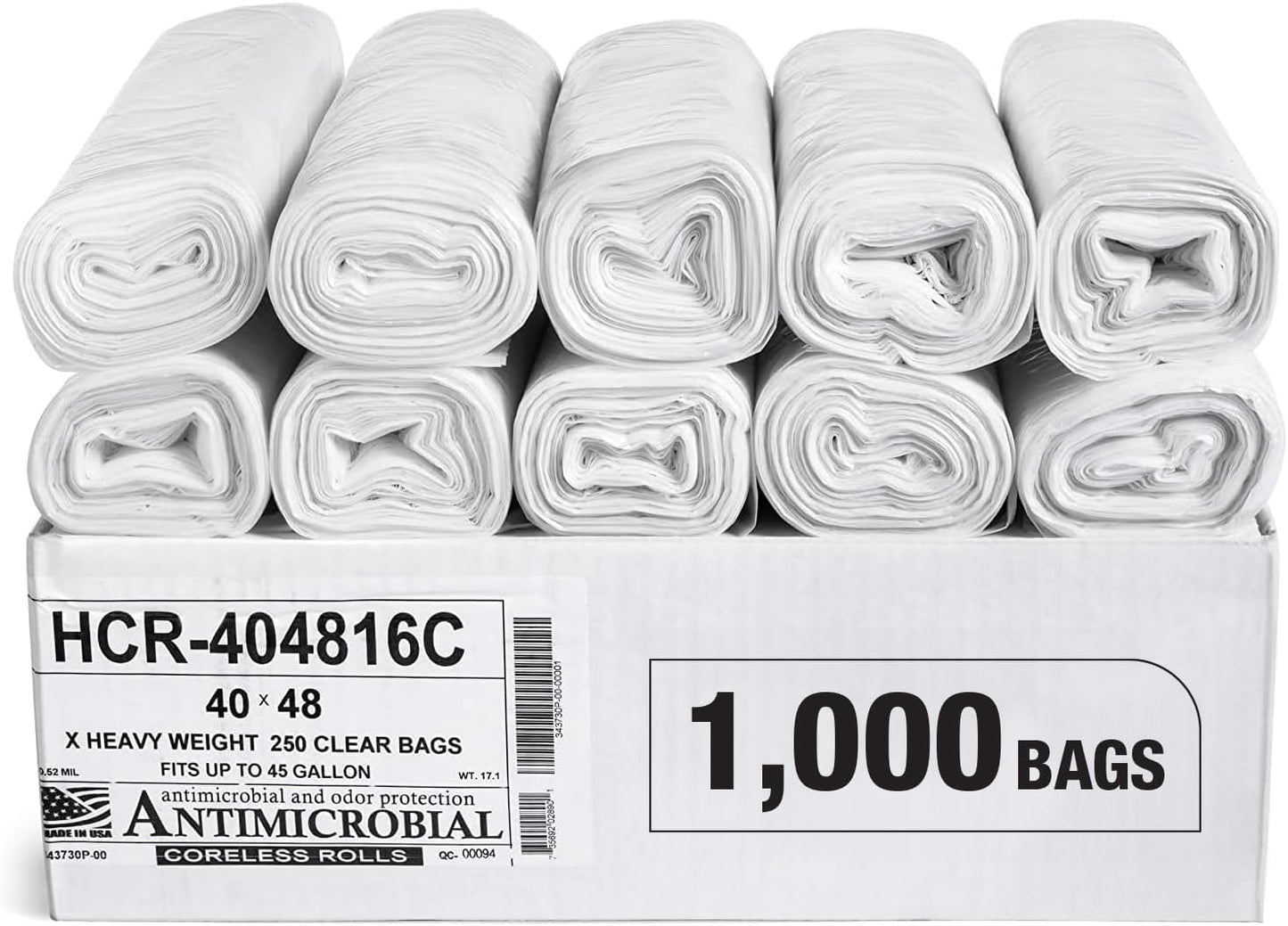 High Density Trash Bags 45 Gallon, 1000 Count, Clear Quality