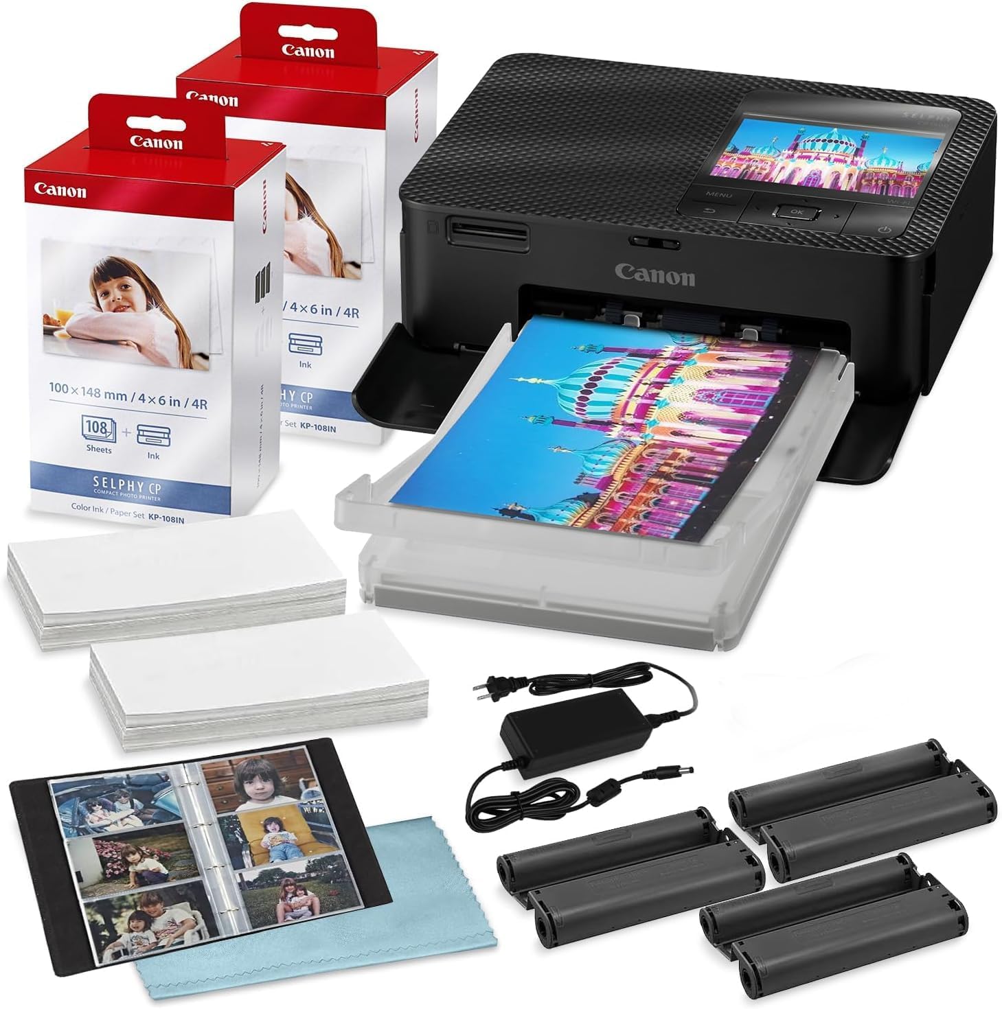 Compact Wireless Photo Printer with Ink Paper Set for Memories