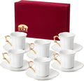 BTaT Espresso Cups and Saucers Set of 6 for Elegant Serving