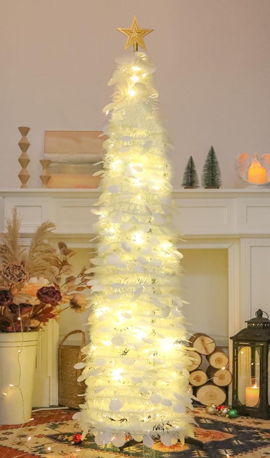 5 FT Pop Up Christmas Tree with Timer Lights for Holiday Decor