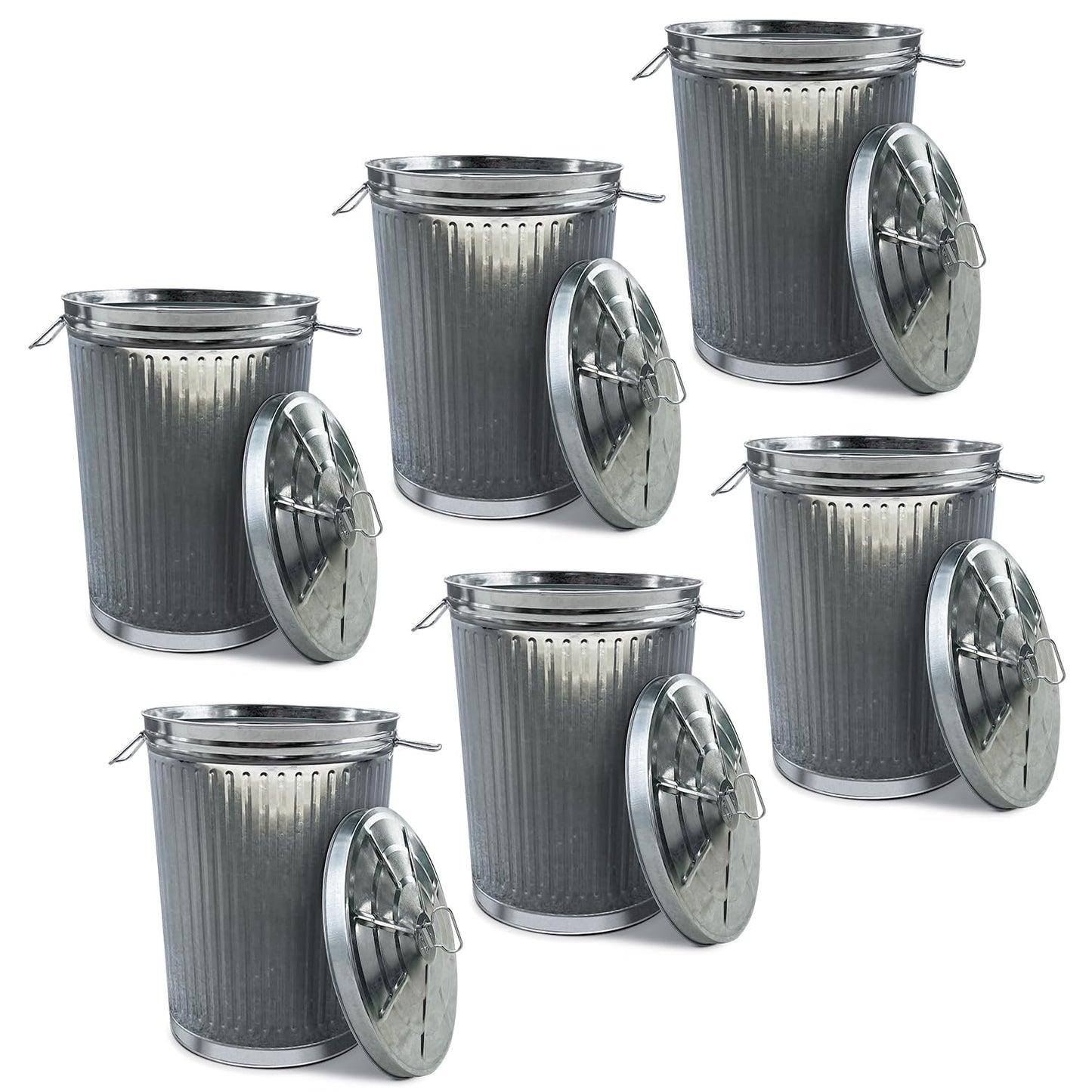 Plexon Metal Trash Can with Lid - Durable 20 Gallon Steel Bucket