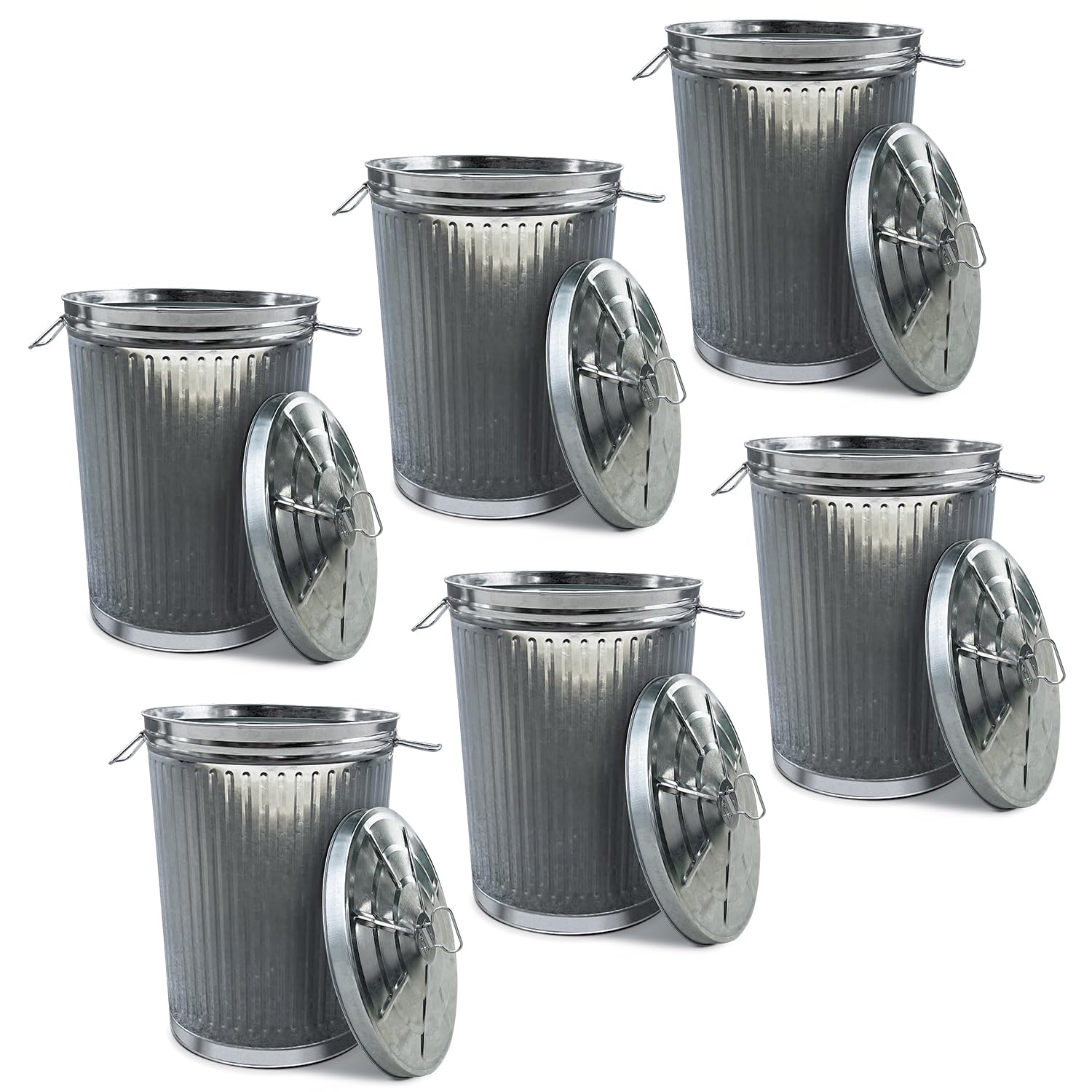 Plexon Metal Trash Can with Lid - Durable 20 Gallon Steel Bucket