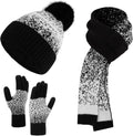 Women Beanie Hat Scarf Gloves Set - Warm Fleece Lined Winter Trio