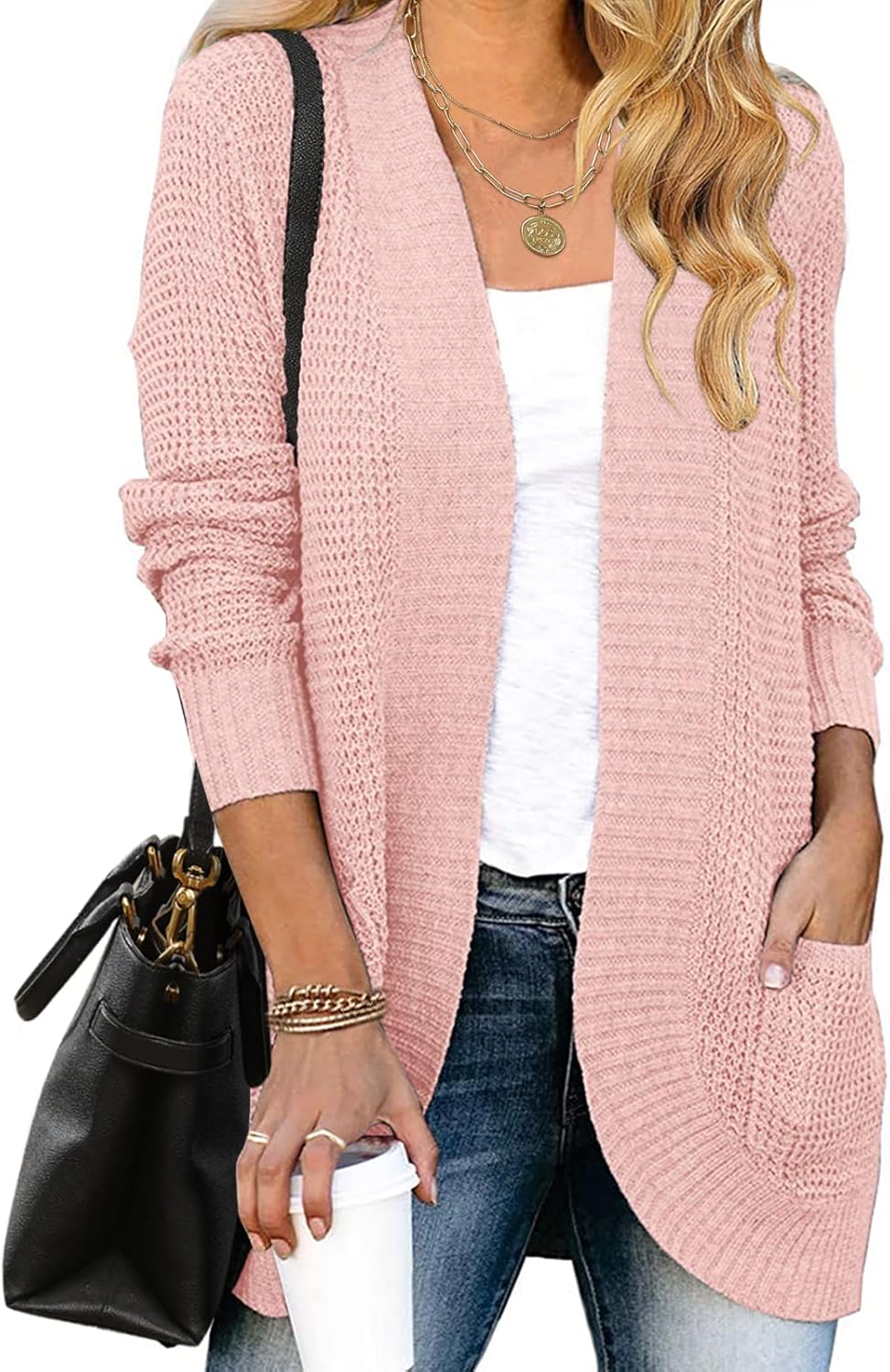 MEROKEETY Womens Long Sleeve Open Front Cardigans for Fall