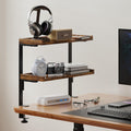 Clamp On Desk Shelf 2-Tier Brown Wood Organizer - Clamp Mount
