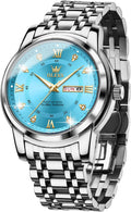 OLEVS Men Watch Blue Gold Analog Quartz Stainless Steel - Casual