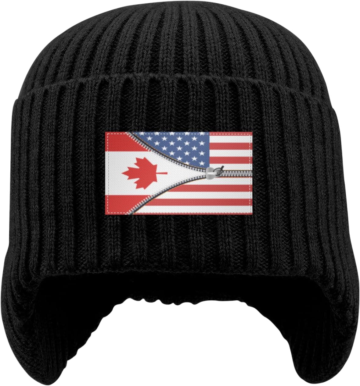 Cozy Earflap Beanie with Flag Design
