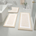 Light Beige Bathroom Rugs Set 3 Piece - Ultra Soft Microfiber Bath