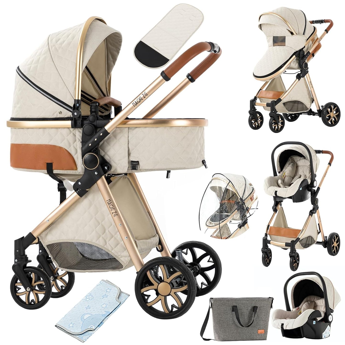 3 in 1 Baby Travel System Reversible Stroller for Newborns