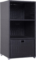 Outsunny Valet Pool Towel Rack - Waterproof PE Rattan Storage