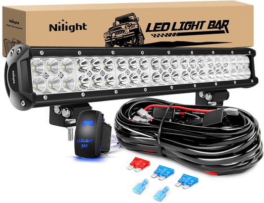 Nilight LED Light Bar 20 Inch 126W for Off Road Visibility