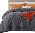 Cal King Quilted Comforter Duvet Insert - Grey All-Season Comfort