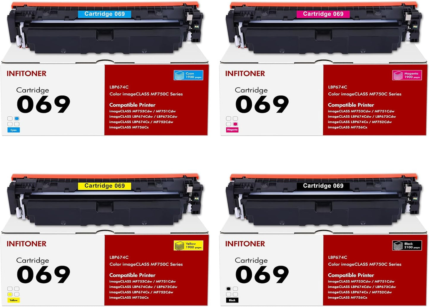 069 Toner Cartridge Set Replacement for Canon MF753Cdw Printers