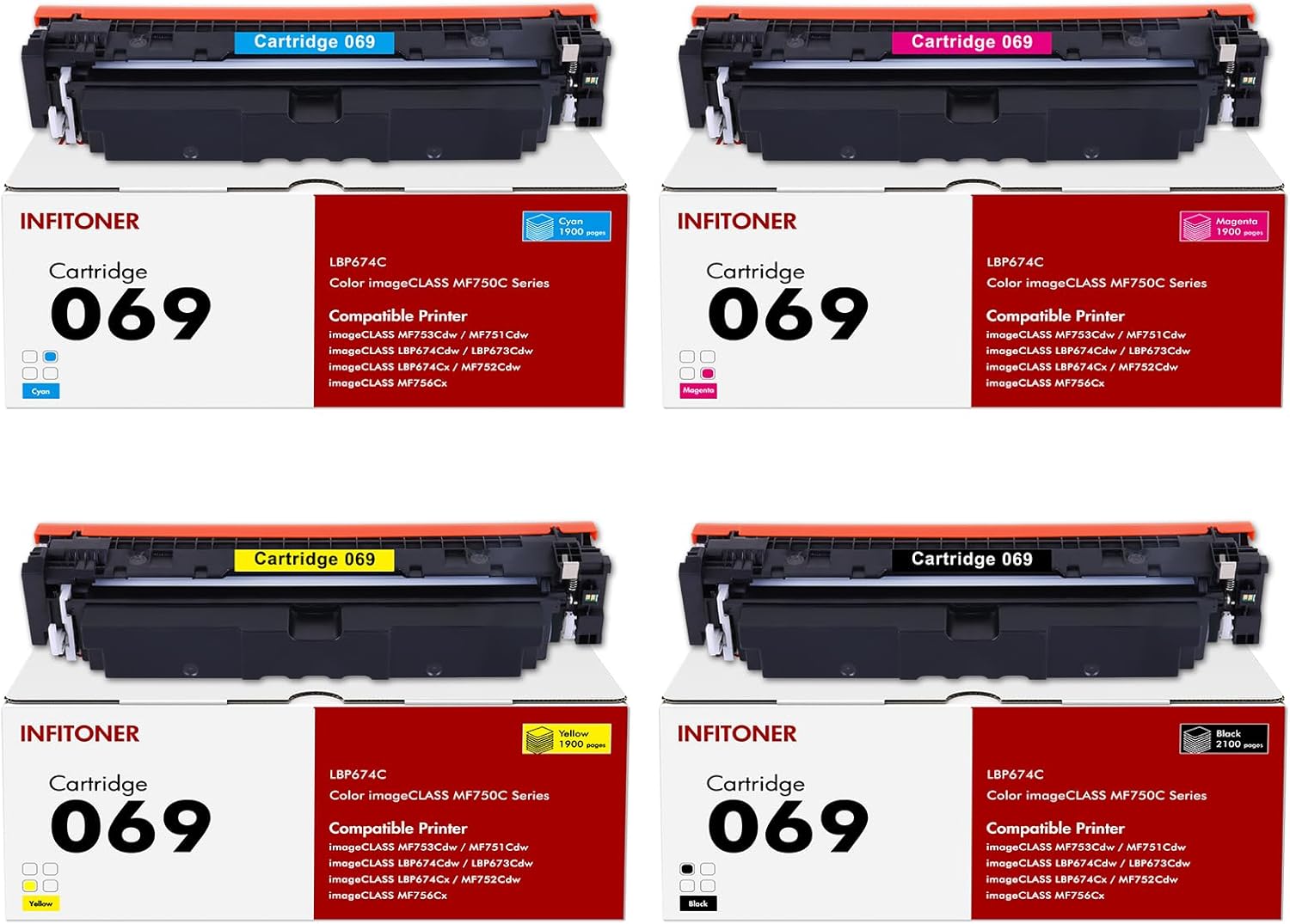 069 Toner Cartridge Set Replacement for Canon MF753Cdw Printers