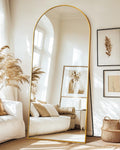 Suidia Arched Full Length Mirror 68in x 26in - Tall Freestanding Gold