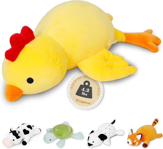 24in Weighted Stuffed Chicken Plush for Stress Relief and Fun