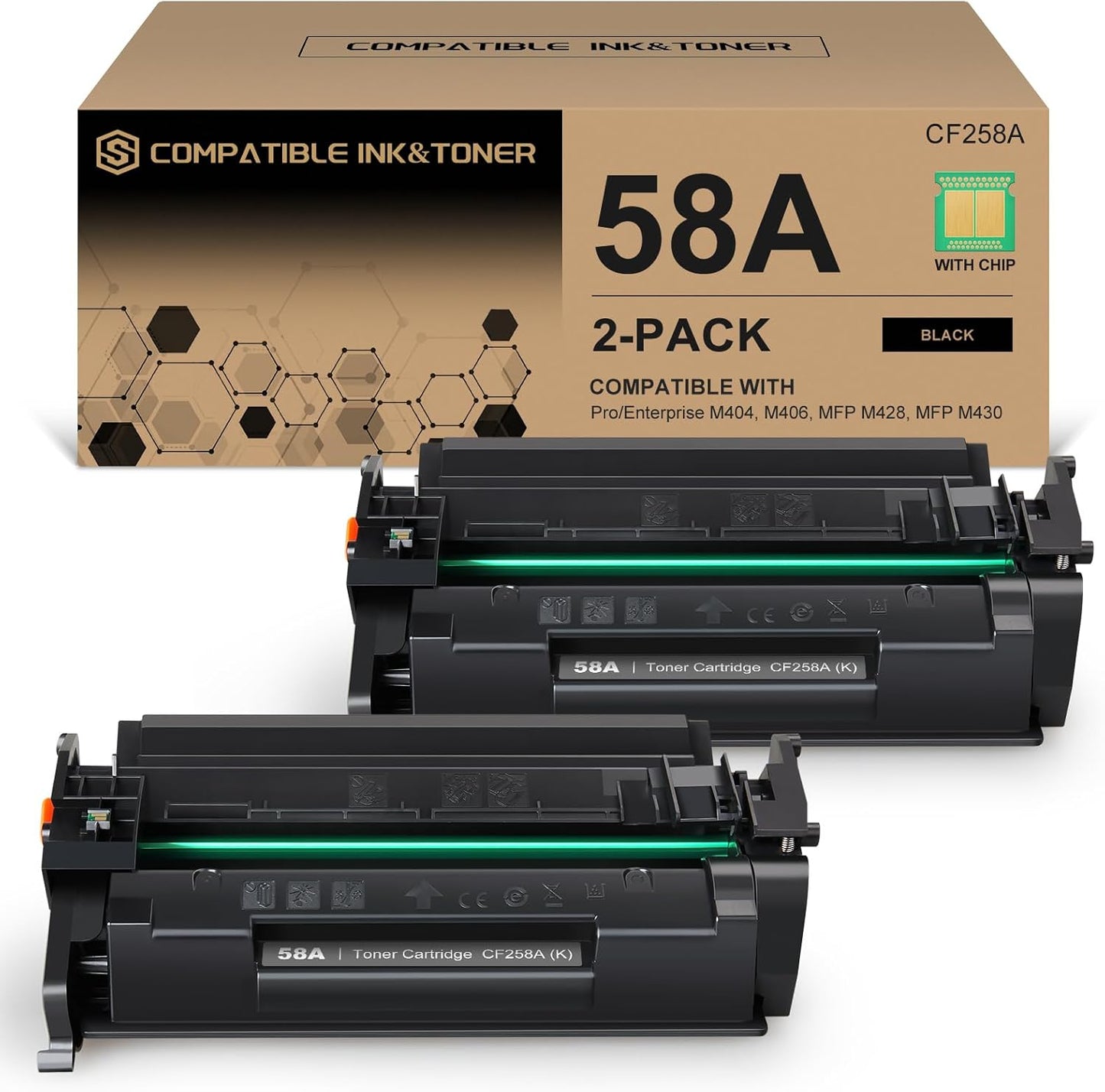 S SMARTOMNI 58A CF258A Black Toner Cartridge 2 Pack