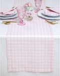 Solino Home Linen Gingham Check Table Runner 14 x 144 in - Marshmellow