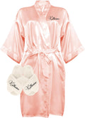 Custom Women Satin Robes with Slippers Gift Set (Style R5GS)