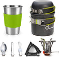 Camping Cookware Tripod Stove and Cup Set - Compact 9-Piece Kit