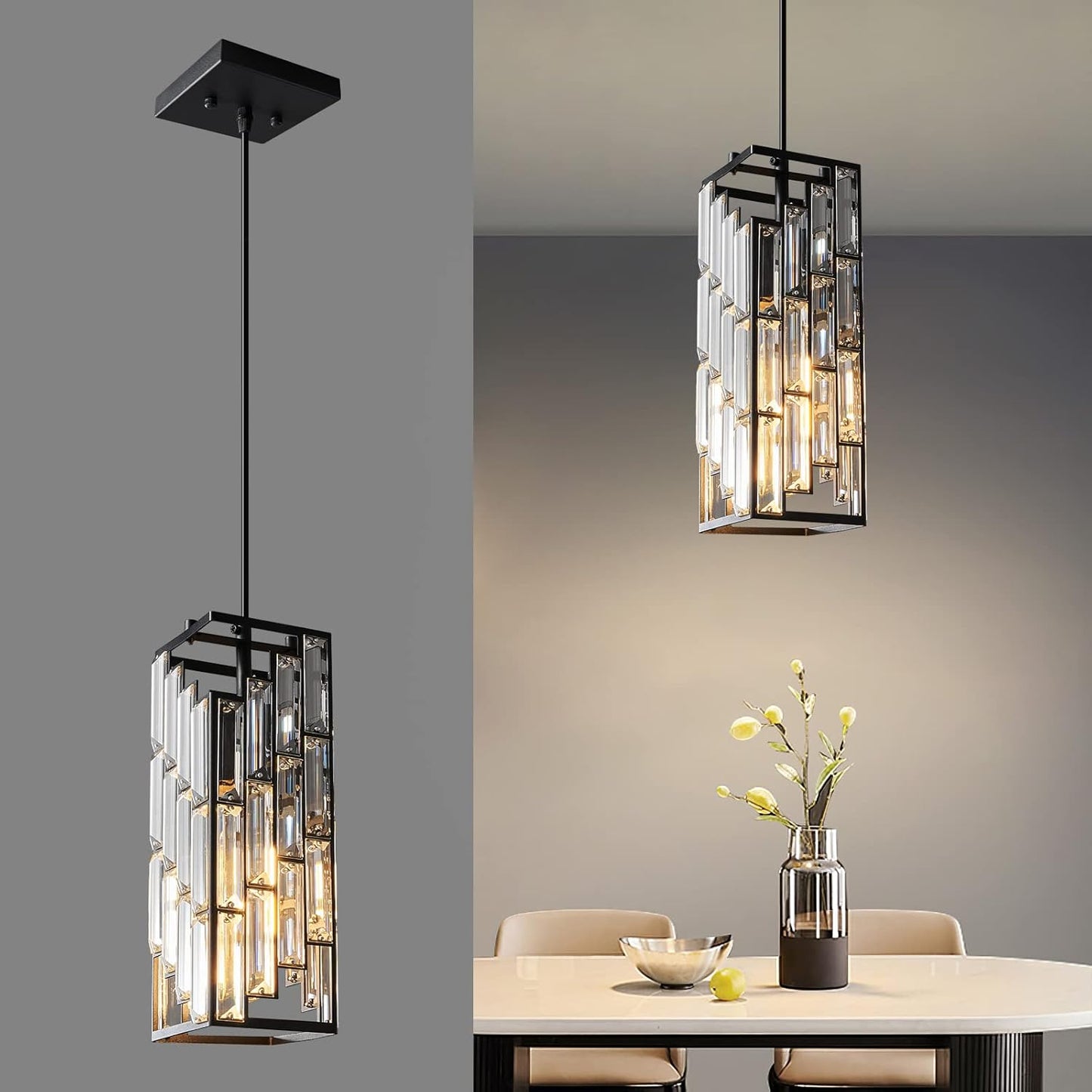 Black Pendant Lighting Mini Crystal Chandeliers for Home Decor