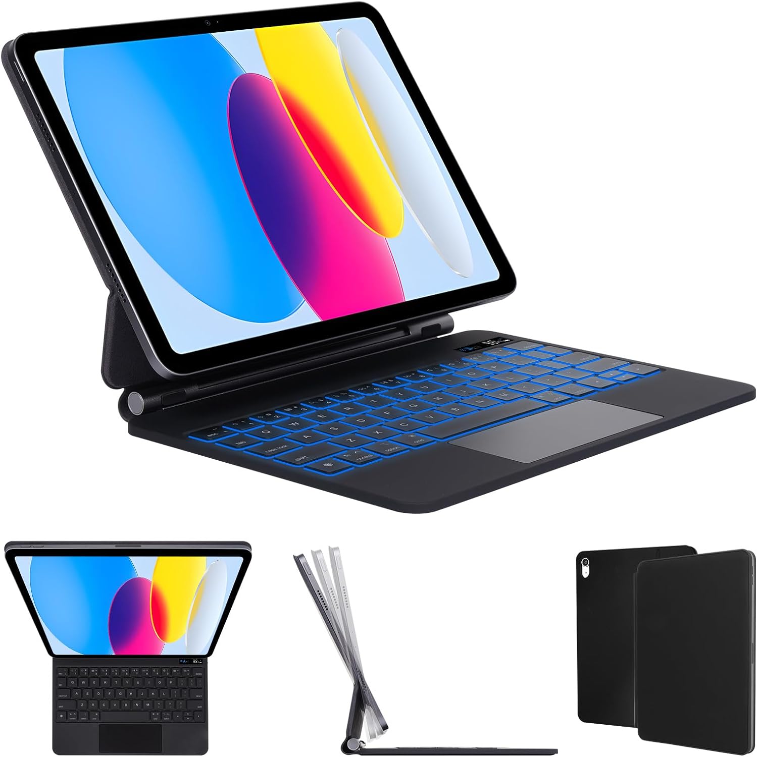 Magnetic Keyboard Case for iPad 11th Gen with Backlit Colors
