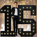 4FT Marquee Light Up Numbers Black 15 - Bold 4 ft Party Backdrop
