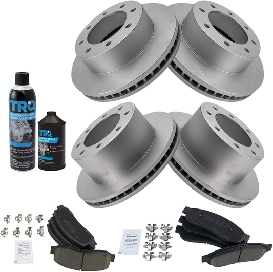 TRQ Front and Rear Brake Pad & Rotor Kit for Ford Super Duty