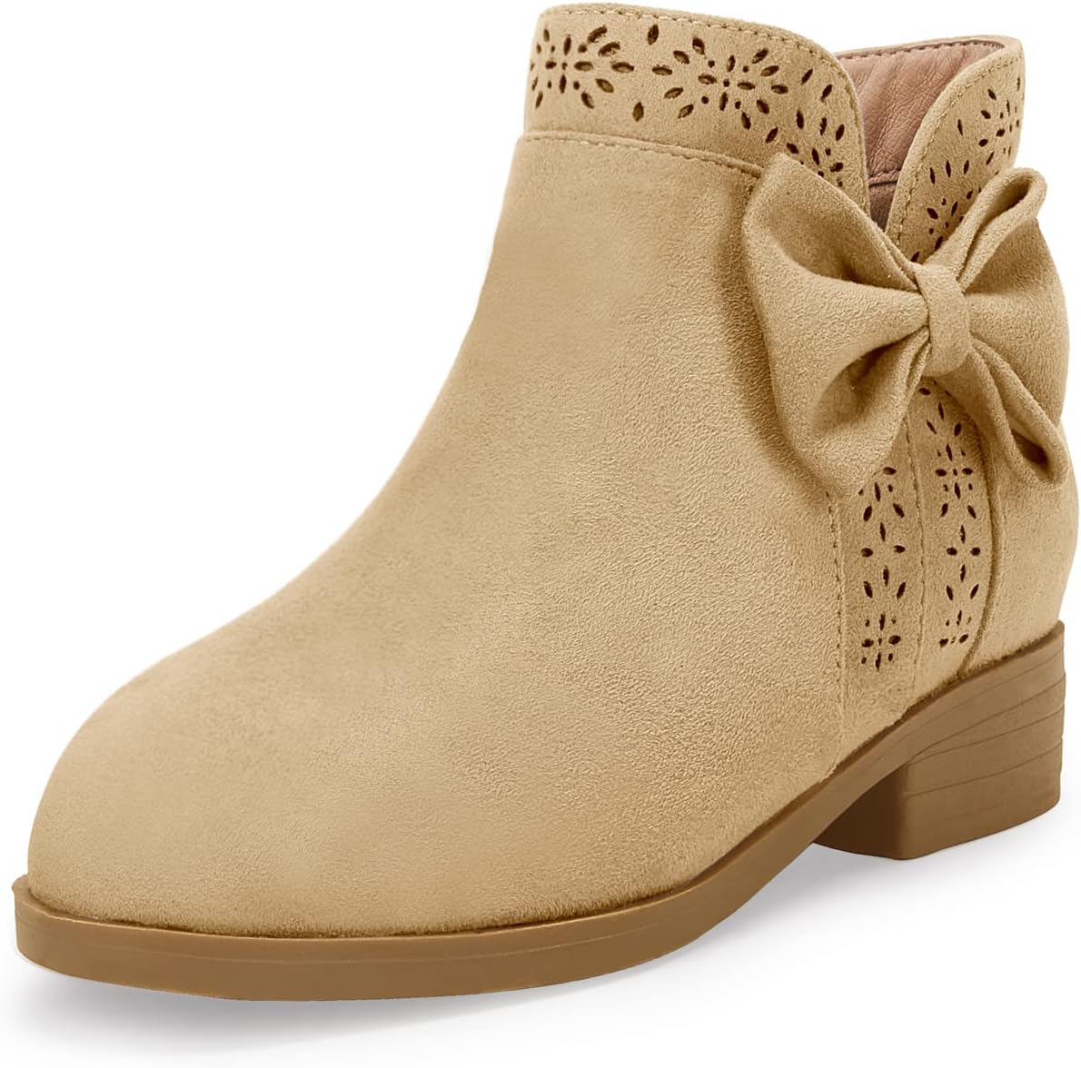 Girls Kids Bow Knot Ankle Boots with Side Zipper for Comfort