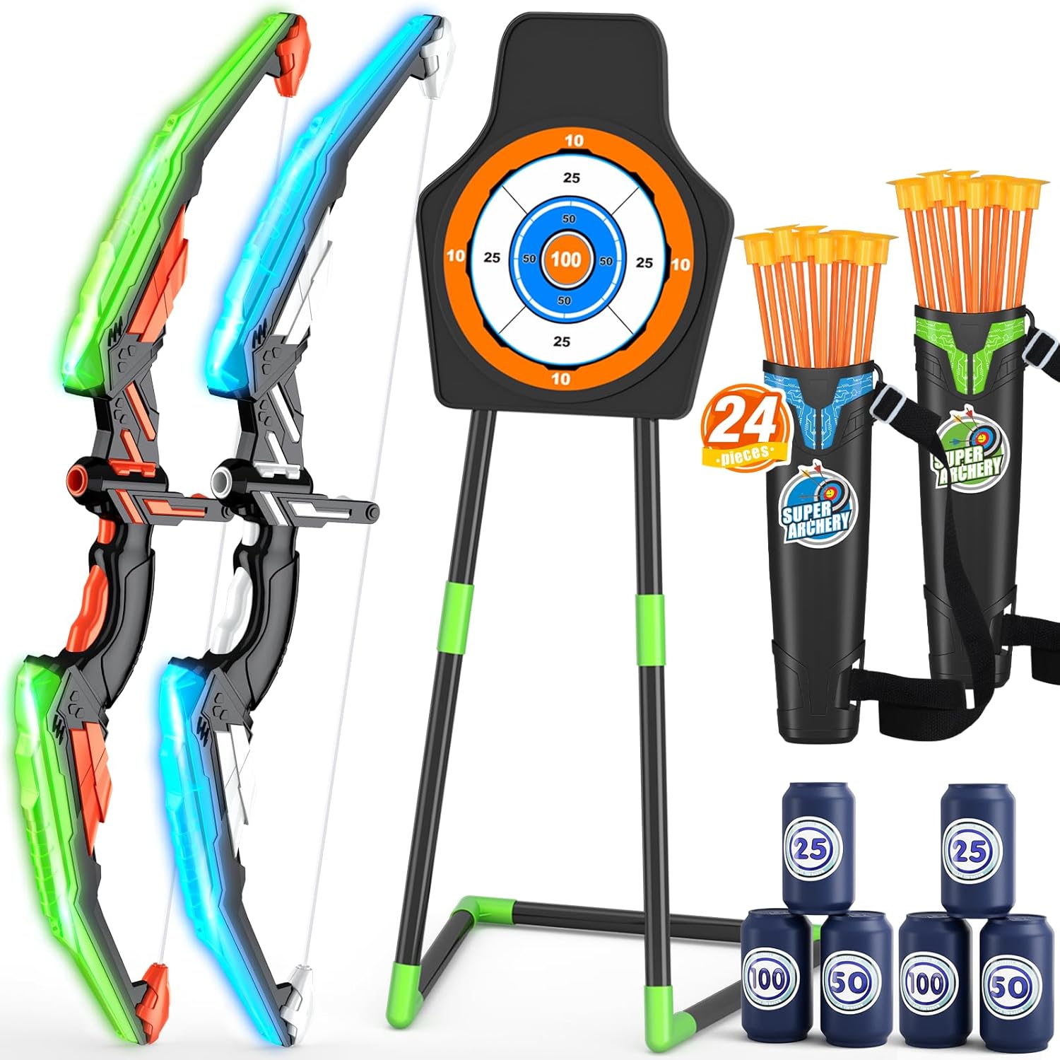 LED Bow and Arrow Set for Kids - Indoor Outdoor Fun!