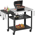 46.6 in x 20 in Three-Shelf Outdoor Grill Table - Mobile Prep Station