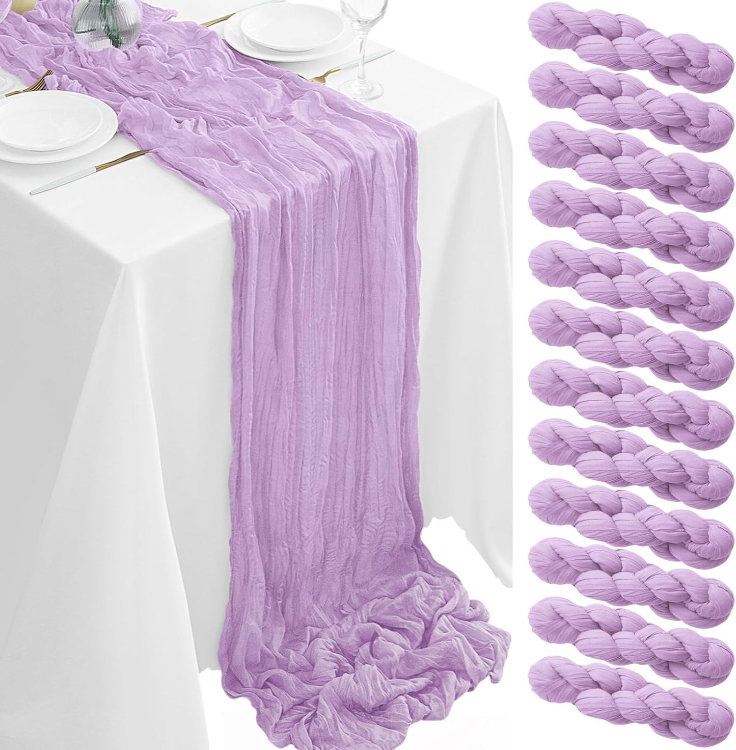 Lavender Table Runner 12Pack 35x120in for Weddings and Parties