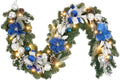 Blue Silver Magnolia Christmas Garland with Lights - 6ft Lighted Decor