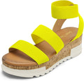 Womens Open Toe Elastic Ankle Strap Flatform Wedge Sandals - Casual