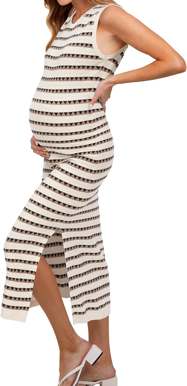 OUGES Women's Summer Maternity Dress with Side Slit Style