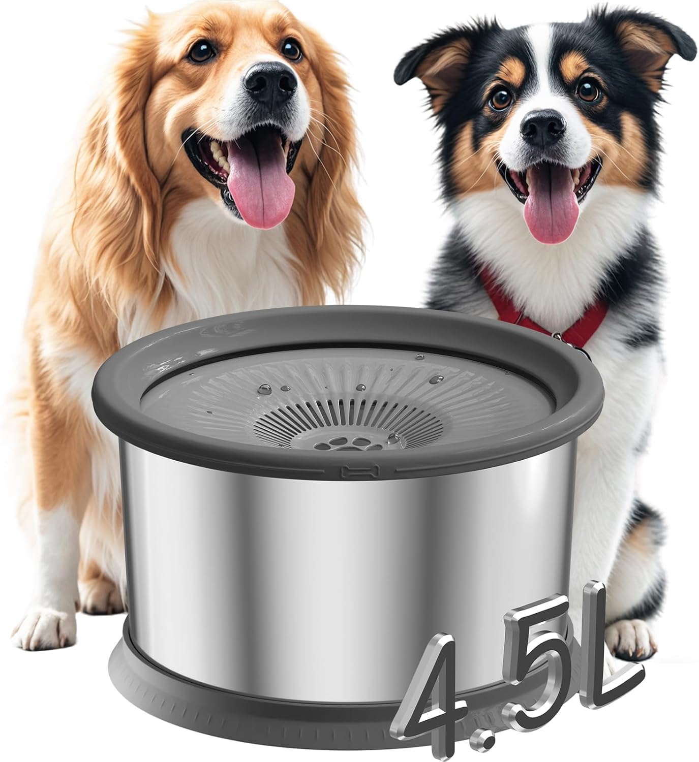 4.5L Dog Water Bowl No Spill Stainless Steel for Large Dogs