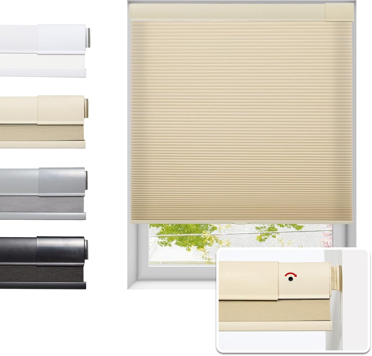 No Drill Cellular Shades for Indoor Windows, Thermal Insulating