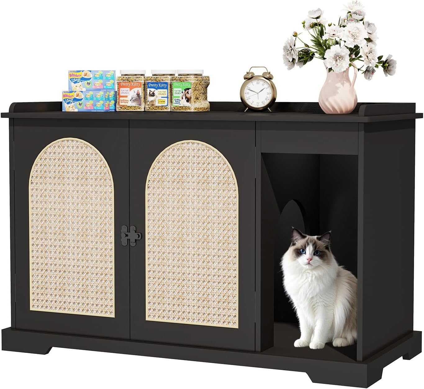 Large Cat Litter Box Enclosure with Hidden Entrance and Shelf