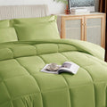 TAIMIT Sage Green Full Size Comforter Set - 7 Piece Bed in a Bag