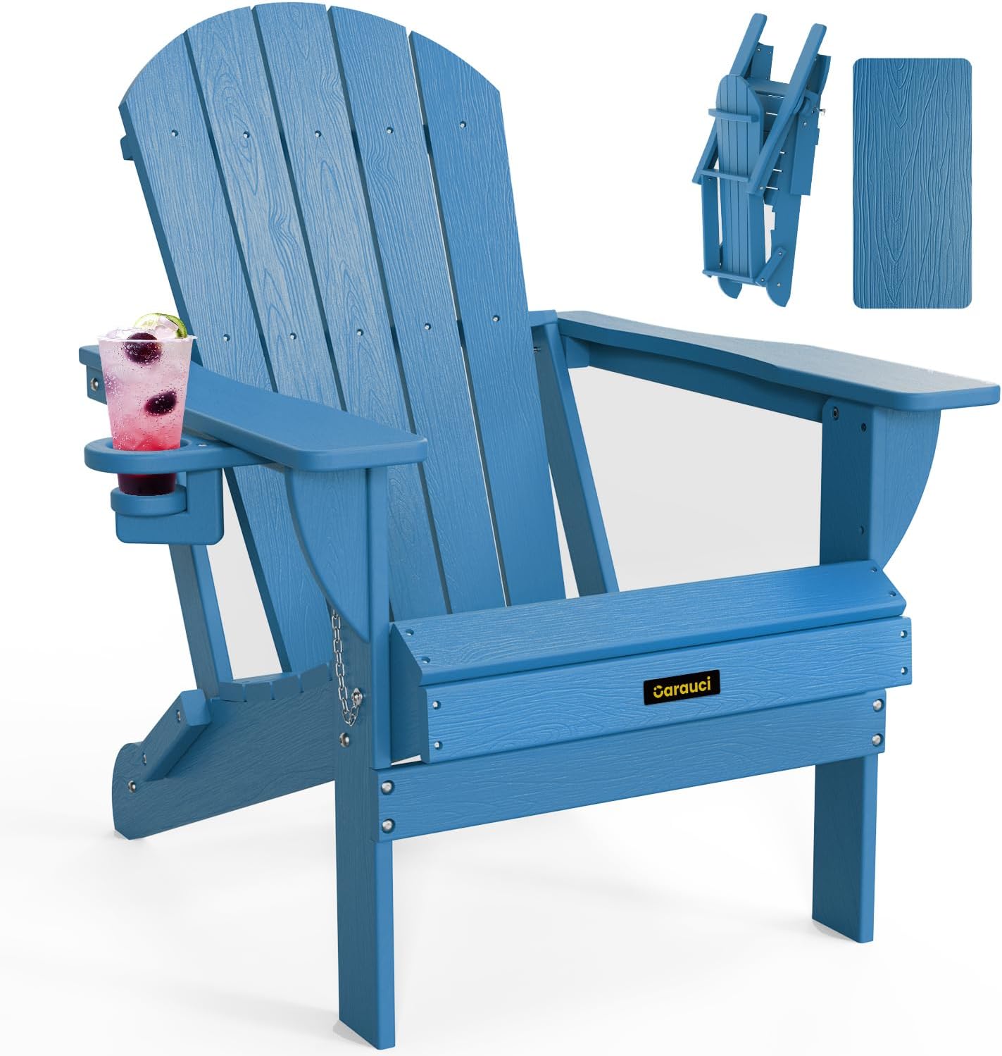 Folding Adirondack Chair Weather Resistant with Cup Holder