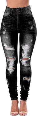 Qazel Vorrlon Women's High Waisted Ripped Skinny Jeans - Butt Lifting