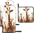 3-Piece Cute Giraffes Oven Mitt Set - Heat Resistant & Non-Slip