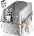 XXL Stainless Steel Sifting Litter Box for Easy Cat Care